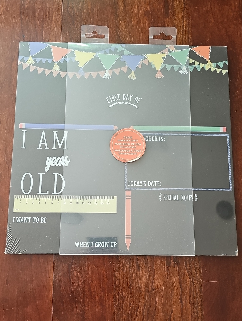 First Day Of School Chalkboard Sign - Black with Multicolor Accents